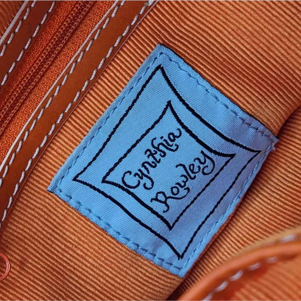 Cynthia Rowley Orange & Yellow Woven Raffia Satchel